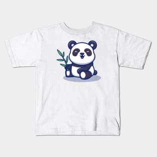 Cute Panda Eat Bamboo Kids T-Shirt